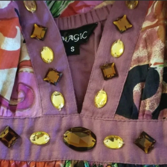 Halter Floral Beaded Patch Work Summer Maxi Beach casual Dress size S - Picture 7 of 12